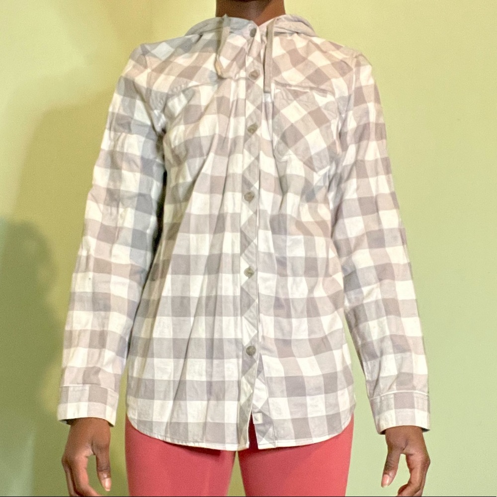 Eddie Bauer Long Sleeve Checkered Hooded Top